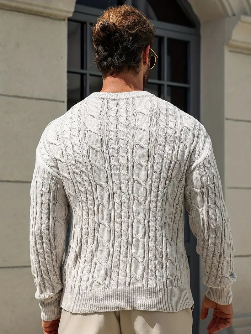 Klassischer Cable Knit Herrenpullover