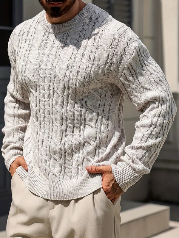 Klassischer Cable Knit Herrenpullover