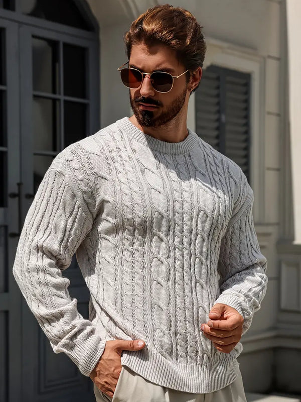 Klassischer Cable Knit Herrenpullover